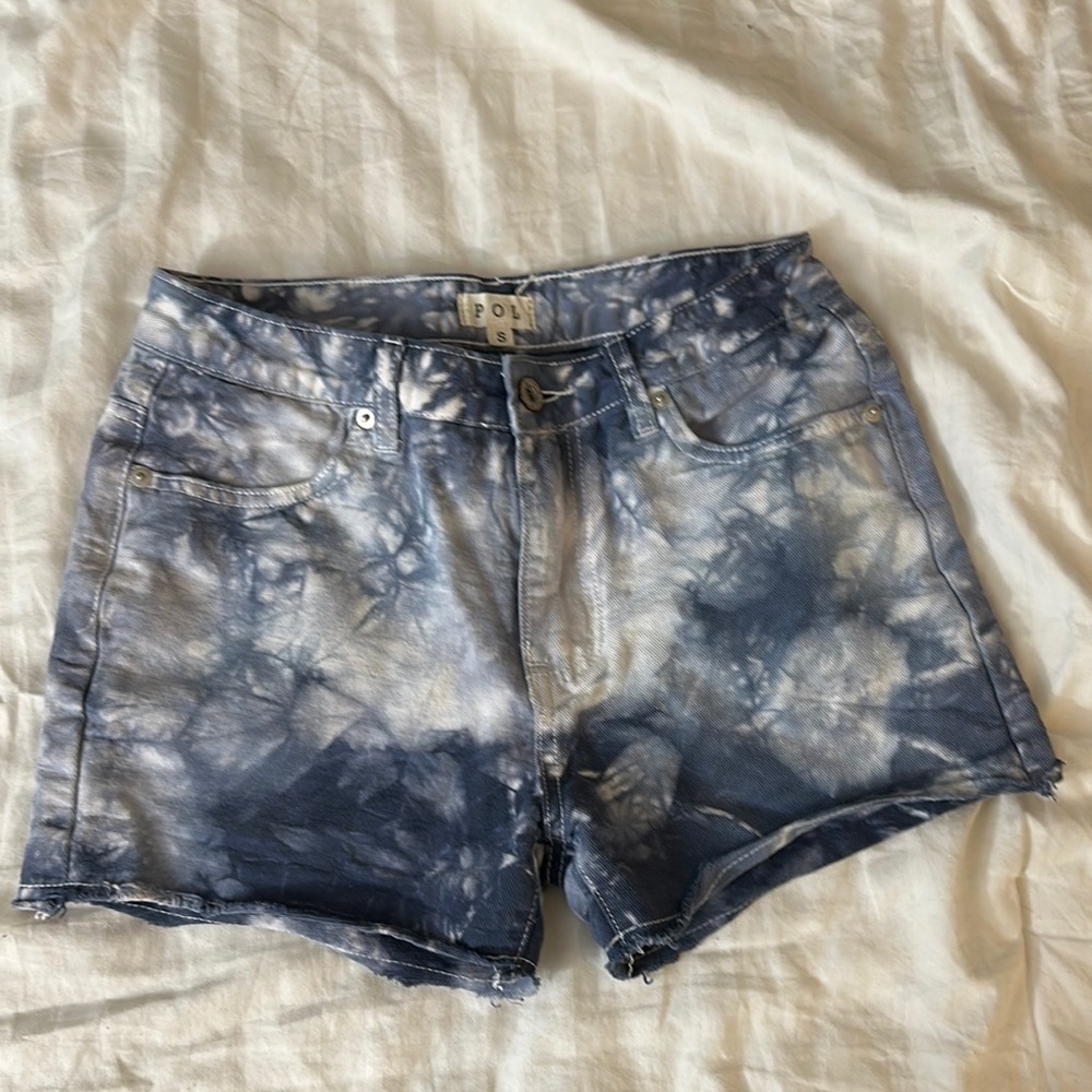 POL Blue and White Jean Shorts